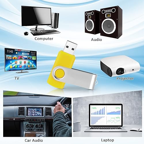 Miniatura 7 de Paquete de 50 unidades flash USB a granel con cordones USB 2.0, unidad de pulgar giratoria, paquete de flash de almacenamiento a granel con luz LED