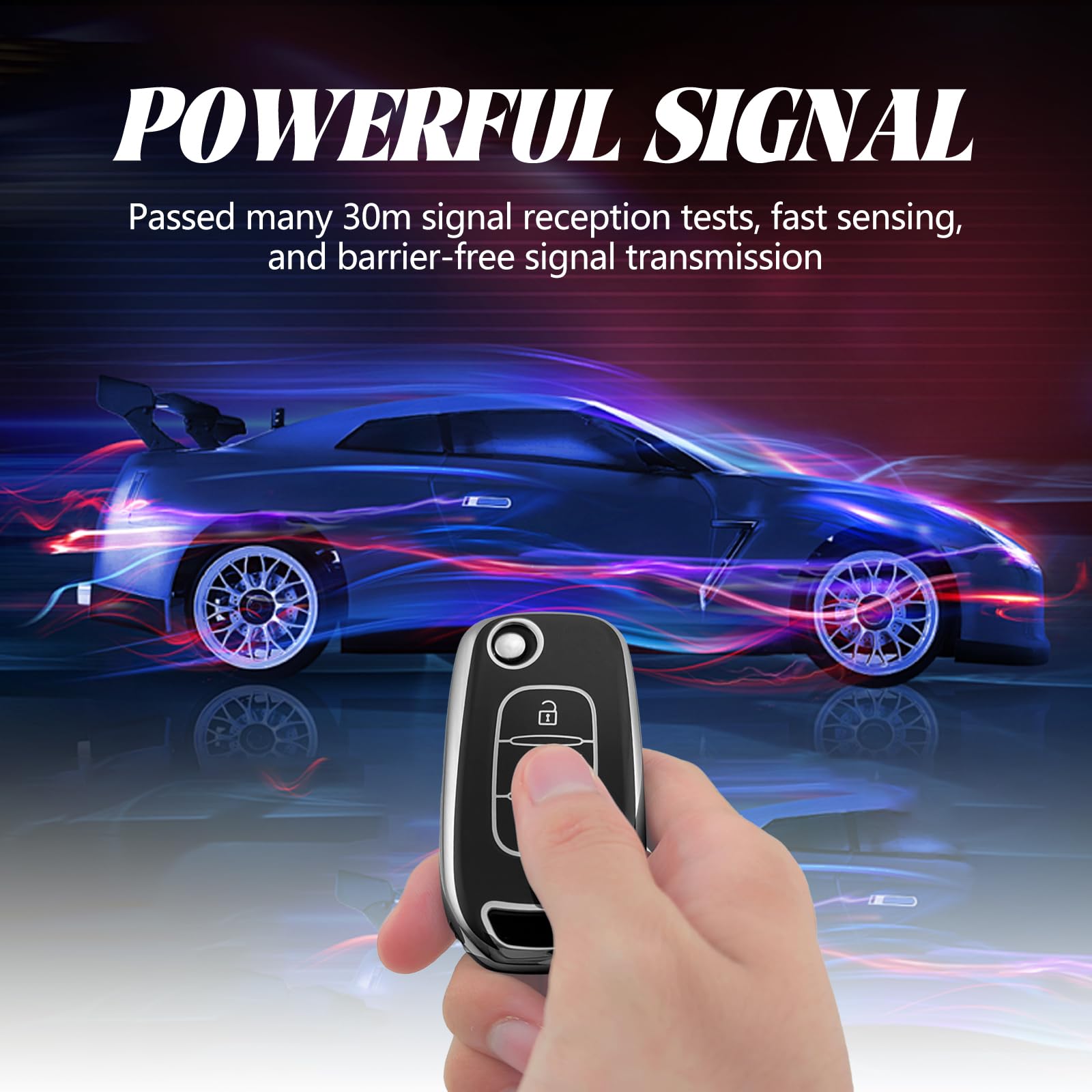 thumbnail: TOOMUME Sleutelhoes TPU Voor Renault, Smart En Meer - Beschermhoes Met Gouden/zilveren Rand