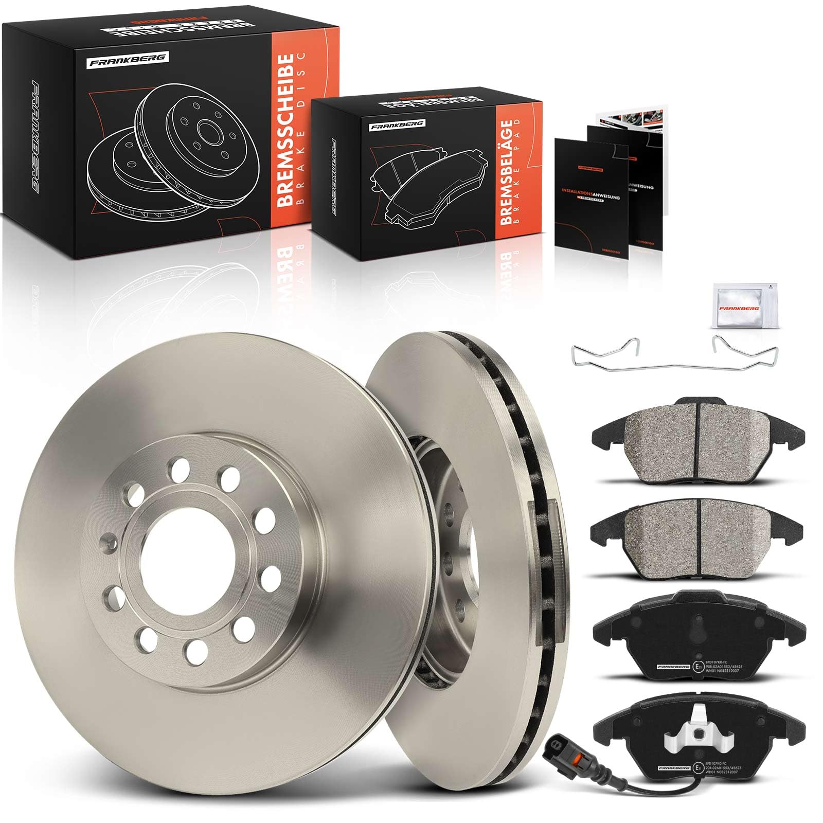 Frankberg Set freni incl. 2x Dischi Freno + 4x Pastiglie dei Freni Anteriore Compatibile con Golf VI 5K1 Golf V 1K1 Golf VI Variante AJ5 Yeti 5L Replace# JZW615301J,5C0615301A