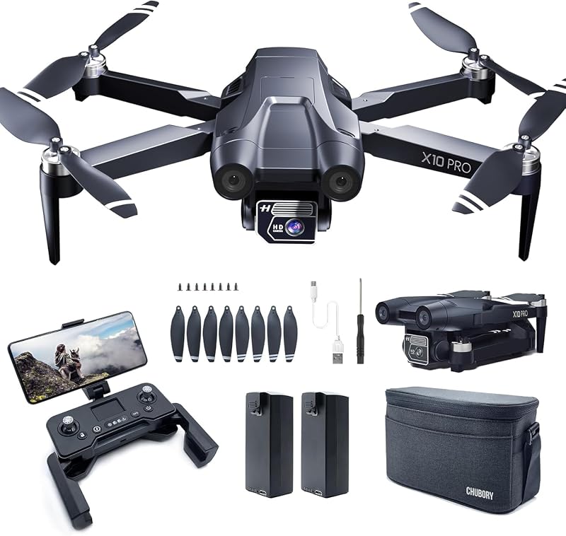 CHUBORY X10 PRO GPS Drón 4K UHD Kamerával, 90 Perc Repülési Idő, 1000m Hatótáv, Automatikus Visszatérés, Követő Mód, Kefe Nélküli Motor
