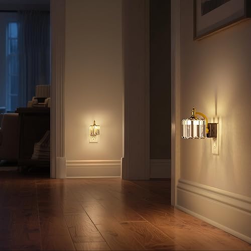 Miniatura 5 de DORESshop Luz nocturna, luces nocturnas regulables enchufables a la pared, luz nocturna de cristal con brillo ajustable de 0-100 lúmenes, 3000 K