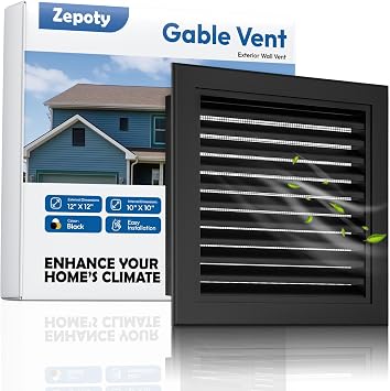 12"x12" Aluminum Alloy Gable Vent, Screen Design, Elevate Aesthetics and Air Quality, Ideal for Attic and Shed Ventilation, Premium Black Square Vents in Sleek, Vent Opening 10"x10"