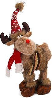 WOKEISE Reindeer Christmas Decoration Winter Holiday Deer Decor Gnome Plush for Home Indoor,Cute Rustic Xmas Moose Ornaments for Bedroom Tabletop Decor,Gift Idea,Red