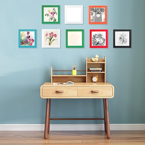 Miniatura 2 de Juego de 6 portarretratos de 10 x 10 pulgadas, para montaje en pared con membrana de plástico transparente, multicolor, no necesita clavos