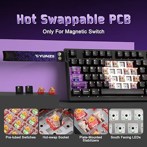 Miniatura 7 de YUNZII RT75 PRO Wireless Gaming Keyboard,Hall Effect Mechanical Rapid Trigger Magnetic Keyboard BluetoothUSB-C2.4G 8KHz Polling Rate &128K Scan,RGB