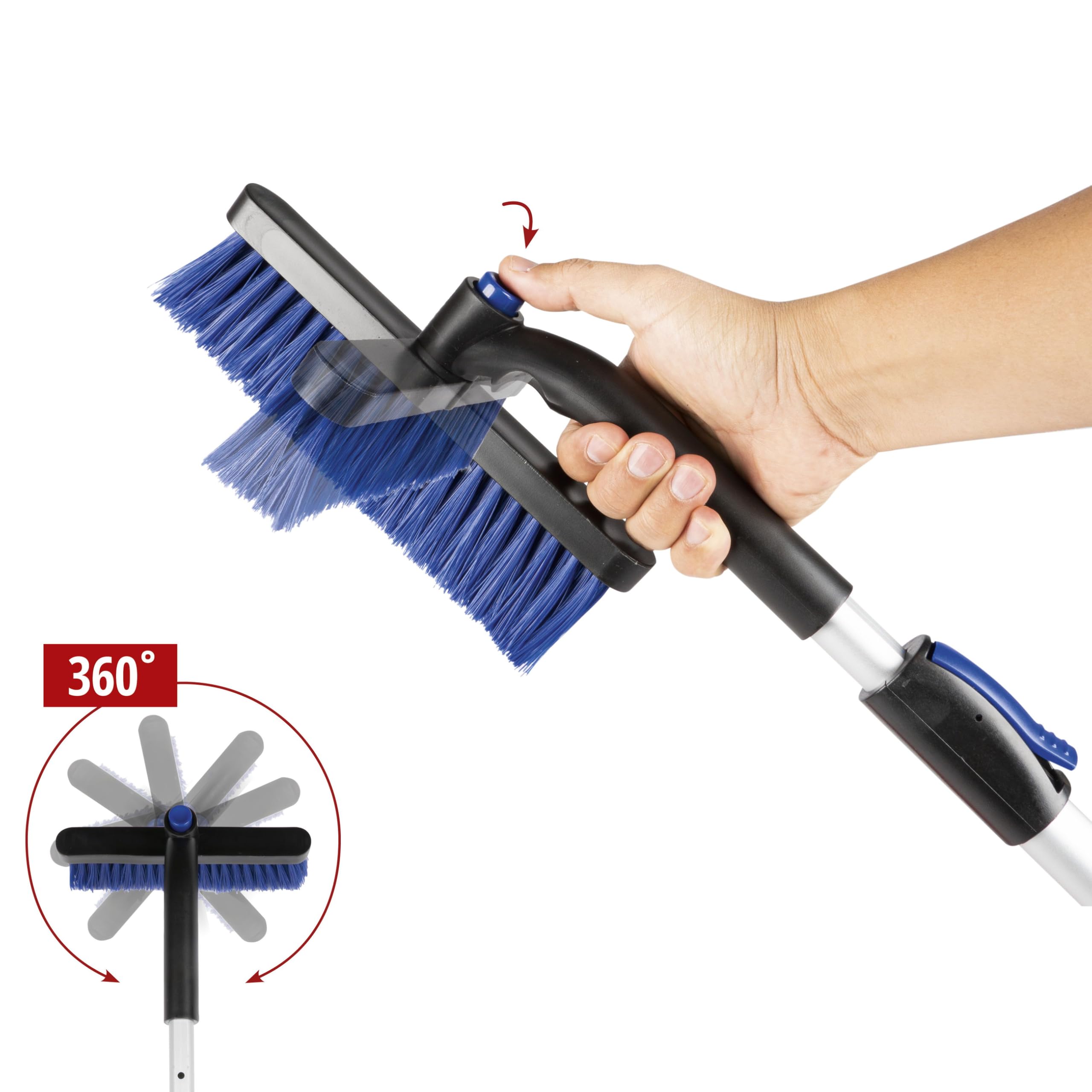 WALSER Rascador de hielo telescópico, rascador de hielo giratorio, raspador de coche extensible 77, 5-100 cm negro/azul