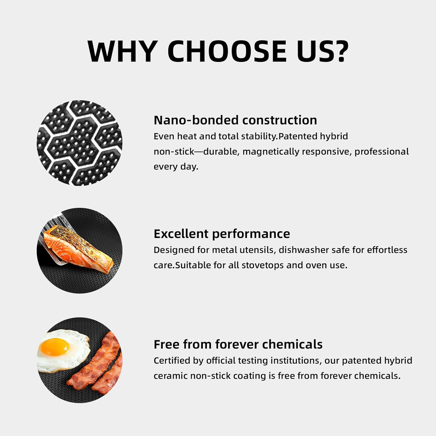 DELUXE Hybrid Ceramic Nonstick 5 Qt Deep Sauté Pan with Lid, Stainless Steel Skillet with Stay-Cool Handles, Dishwasher and Oven-Safe, PFOA Free Deep Frying Pan, Compatible with All Cooktops - Image 3