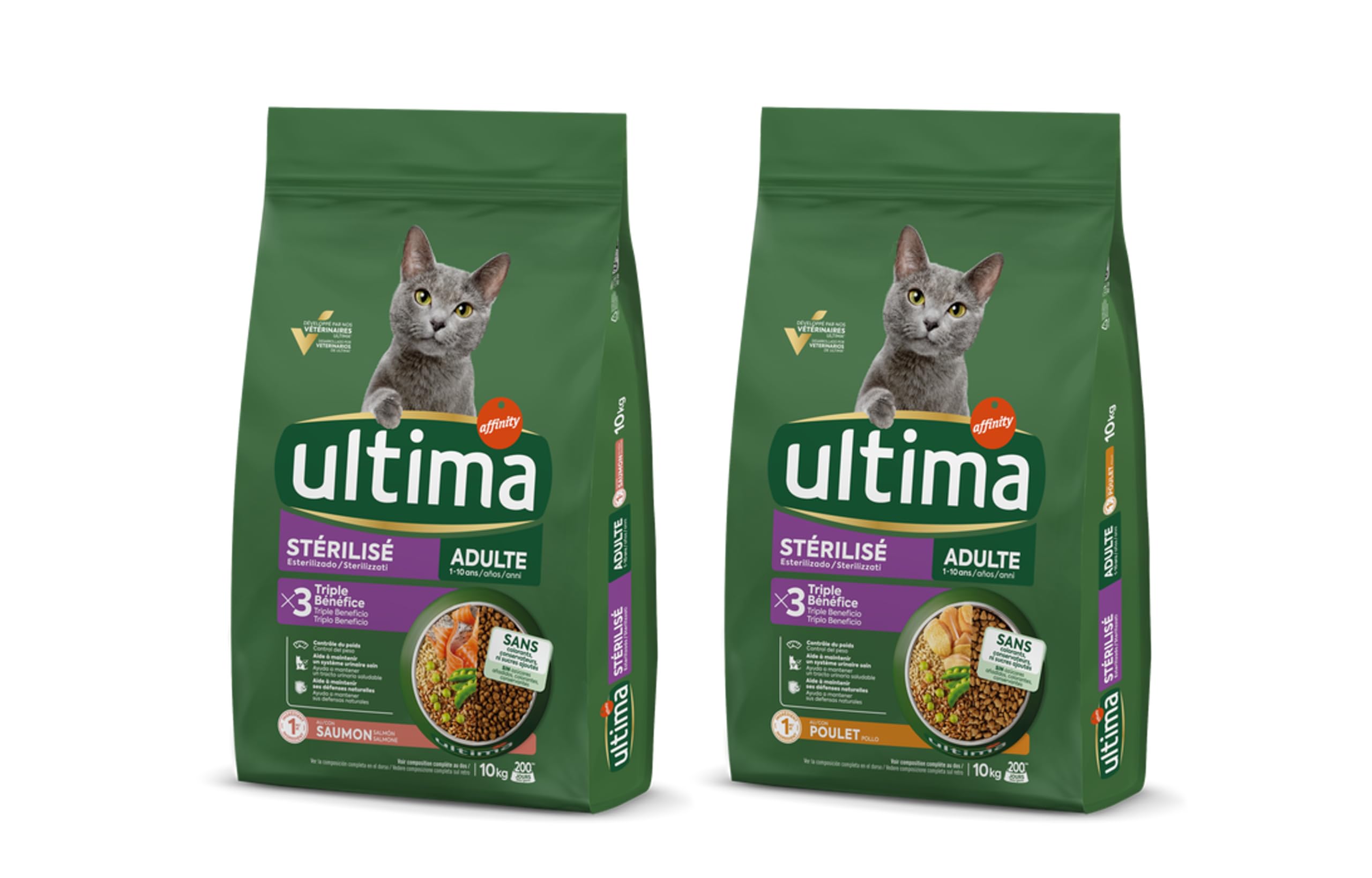 Ultima Esterilizado Adult Pollo - Comida Seca para Gatos - 10kg + Ultima Esterilizado Adult Salmón - Comida Seca para Gatos - 10kg