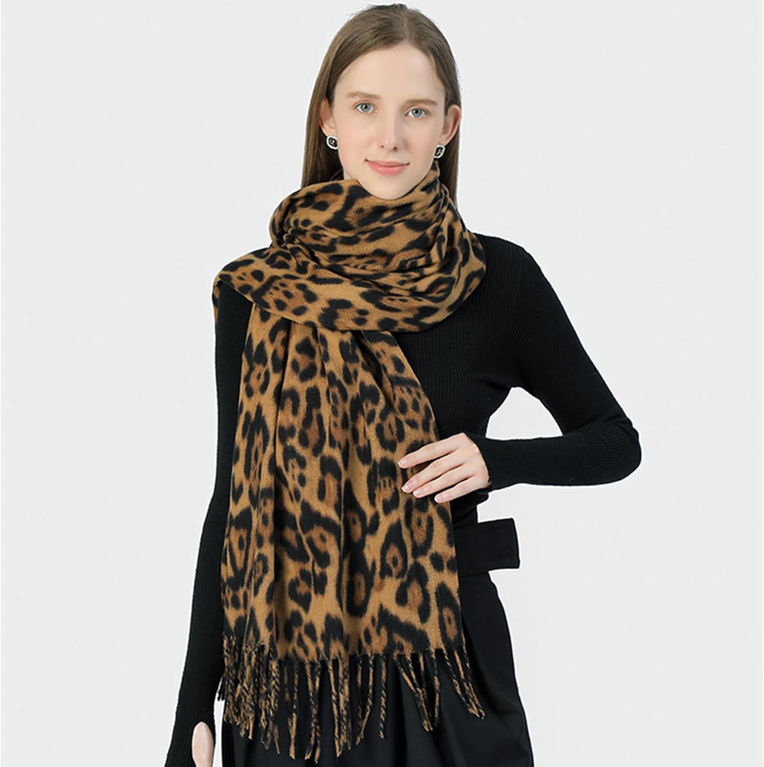 Mawjom Winter-Leopard-Zebra-Print-Soft-Scarf Warm Fashion Shawl Fringed Wrap for Women image 3