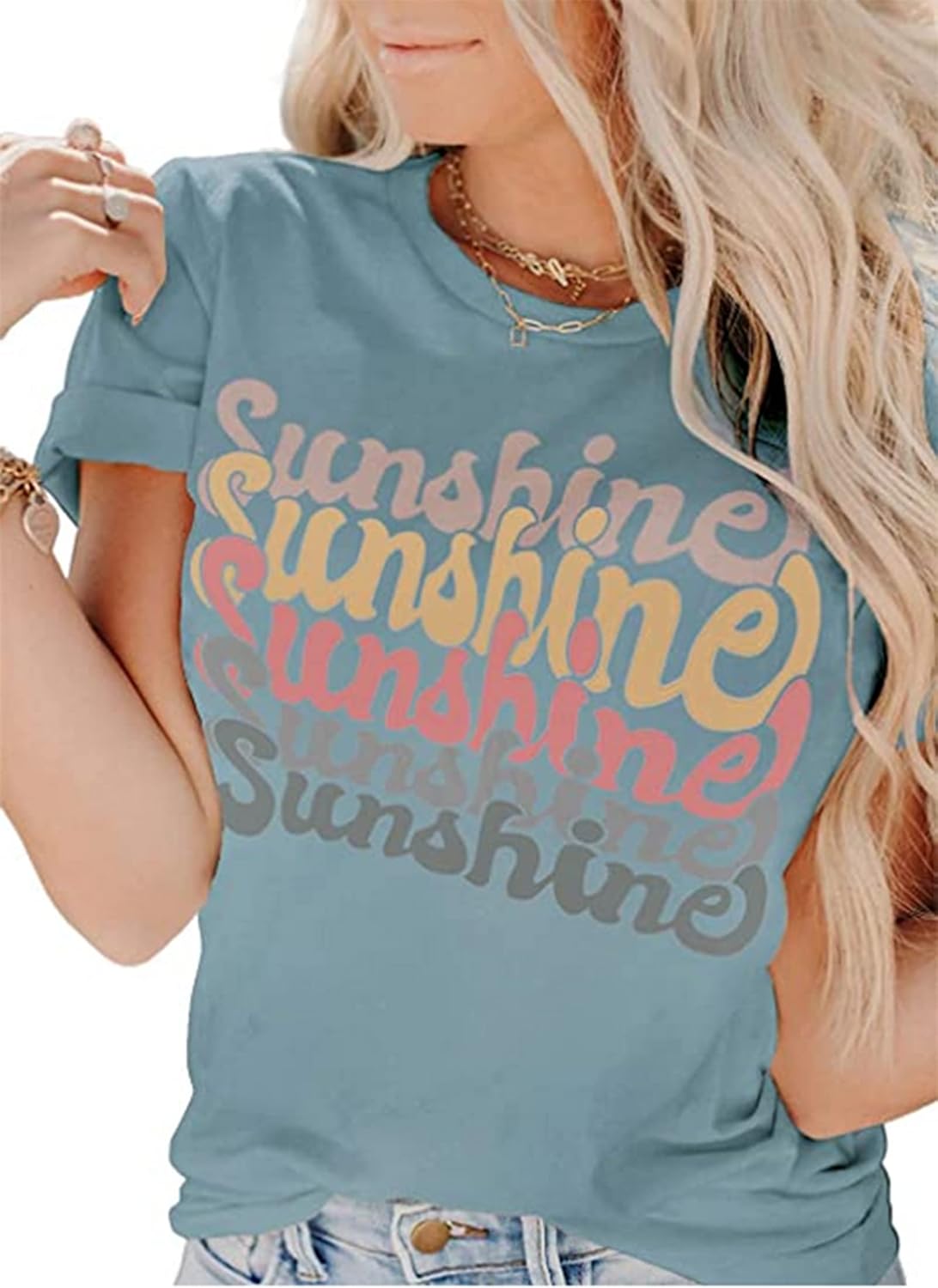 Womens Cute Sunshine Graphic Tees Summer Casual Loose Tops Funny Letters Print T Shirts Short Sleeve Shirts Womens Cute Sunshine Graphic Tees Summer Casual Loose Tops Funny Letters Print T Shirts Short Sleeve Shirts