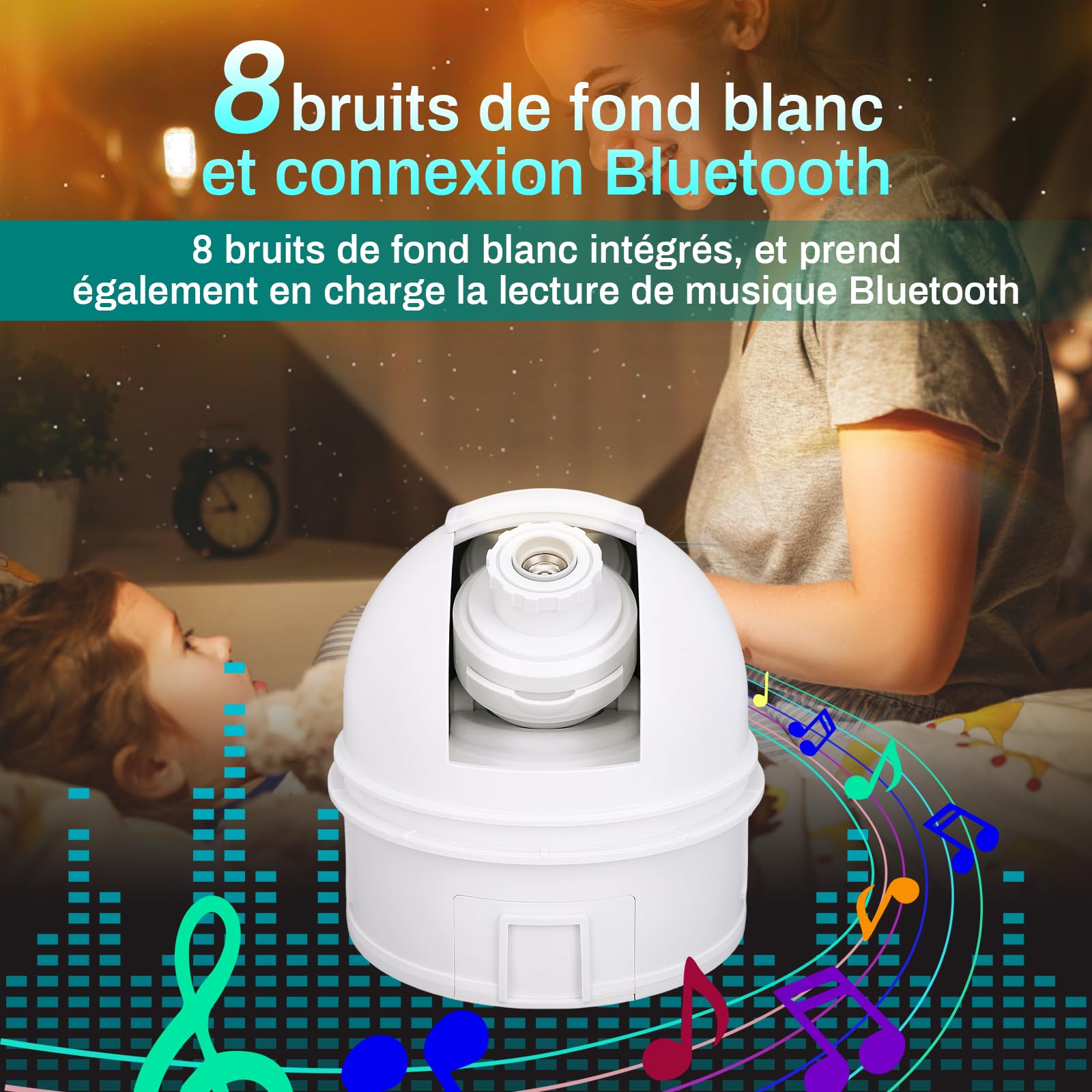 Tomshine Projeteur de Ciel Étoilé Astronome avec Explication, 12 Motifs Étoilés, 8 Bruits Blancs & 8 Couleurs de Lampadaire Nocturne, Compatible Bluetooth & Minuterie, Idéal pour Enfants,​ Décoration