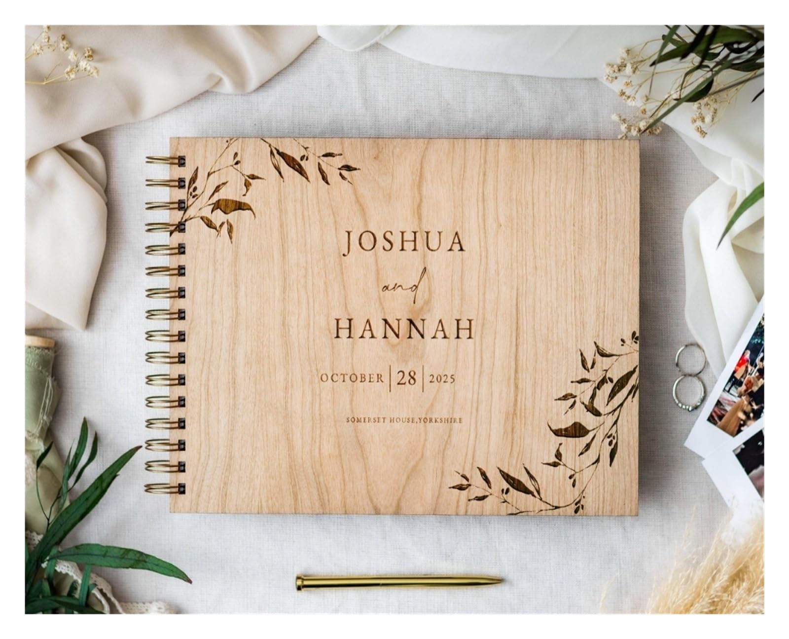 Guest Book Matrimonio Album di Nozze in Legno Rustico | Conserva I Ricordi Del Matrimonio Attraverso La Firma Degli Ospiti E La Raccolta Di Foto(A4(50 SHEETS ))