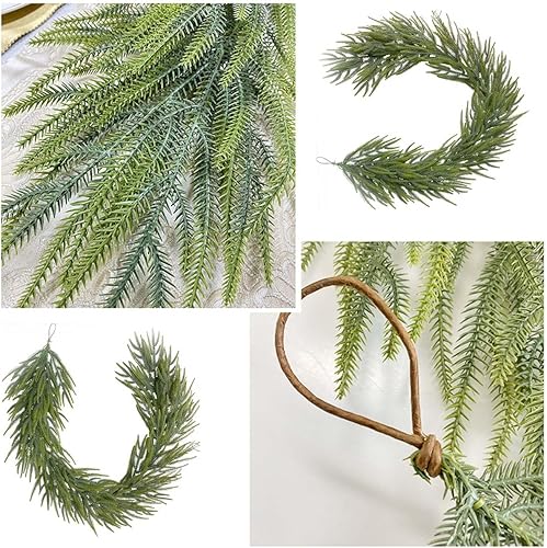 Miniatura 5 de Guirnalda de pino de cedro sintético, guirnalda de pino de cedro sintético, guirnalda de cedro sintético, Navidad, tallos de cedro sintético,