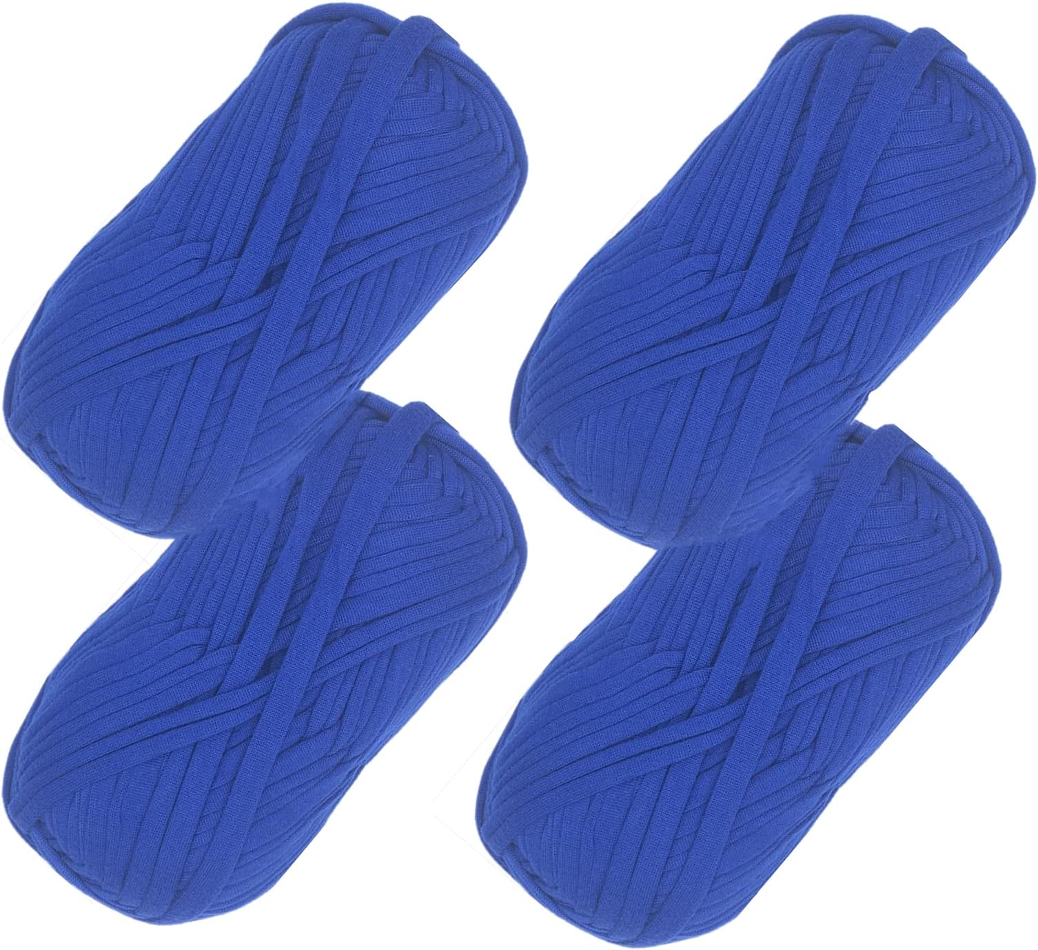 Sean's Choice4 Pack T-Shirt Yarn Fettuccini Zpagetti Ball, 120 Meter Fabric Cloth Knitting Yarn for Hand DIY Bag Blanket Cushion Crocheting Projects (Sapphire)