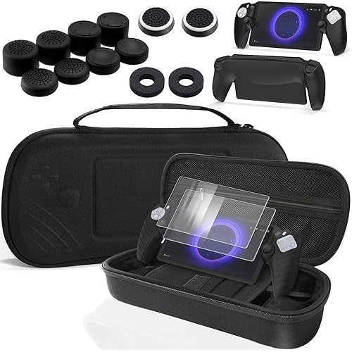 Abligogo 16 in 1 accessories for Playstation Portal - PS Portal Case, Silicone Protection Cover, 2 Tempered Glass Screen Protectors, 10 Thumb Grip Caps,and 2 Precision Ring Accessories for PS Portal