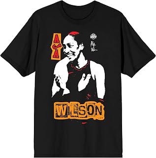 WNBPA Aja Wilson Neon Art Adult Black Crew Neck Short Sleeve T-Shirt
