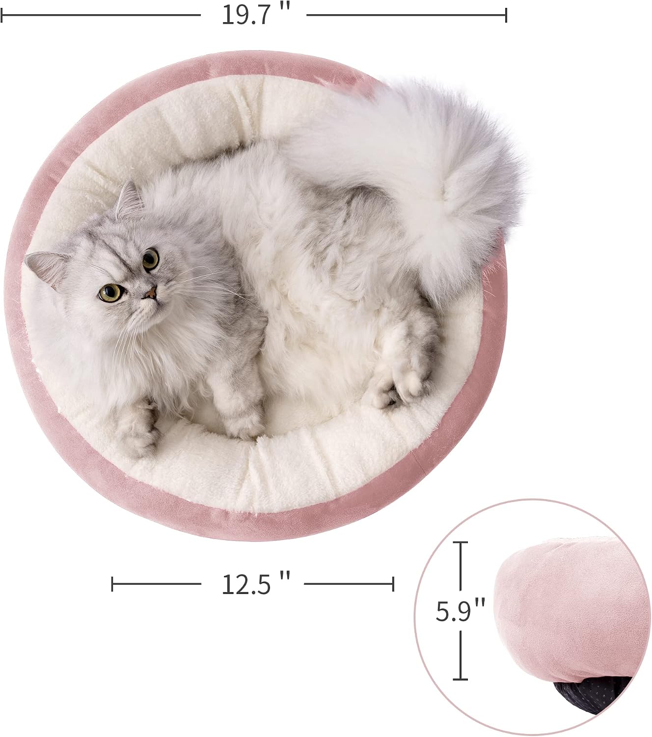 Love's cabin Round Donut Cat and Dog Cushion Bed, 20in Pet Bed for Cats or Small Dogs Anti-Slip & Water-Resistant Bottom - Image 5