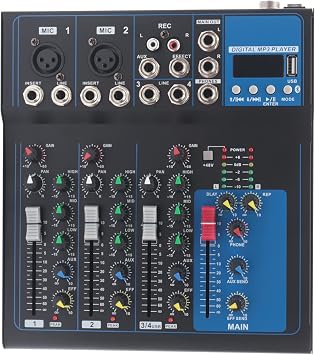 Channel bluetooth Mixer Studio Audio Sound USB Compact Mixer Mixing Console for Professional and Beginners (4 Channel)
