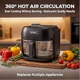 Boswell Glass Air Fryer 7.5QT, Transparent Glass Bowl, Black | Clear Bowl Air Fryer, Hot Air Circulation, Digital Touch Panel, Roast Bake for Fries, Chicken More Recipes — image 2