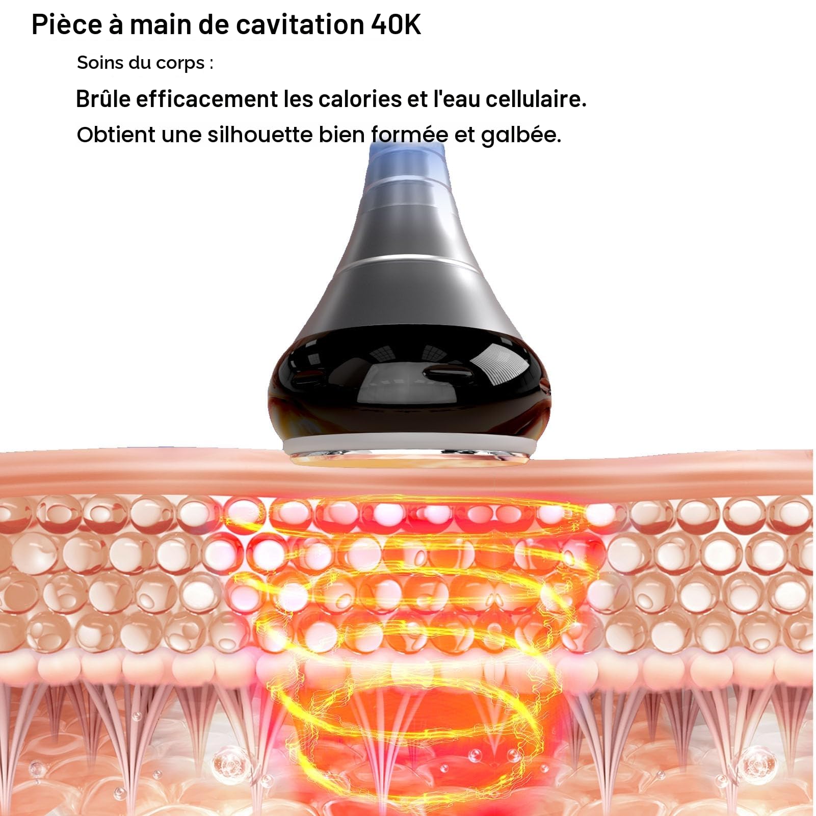 Lipocavitation 4 en 1 pour le corps Radiofréquence RF Appareil a cavitation Pour massage raffermissant