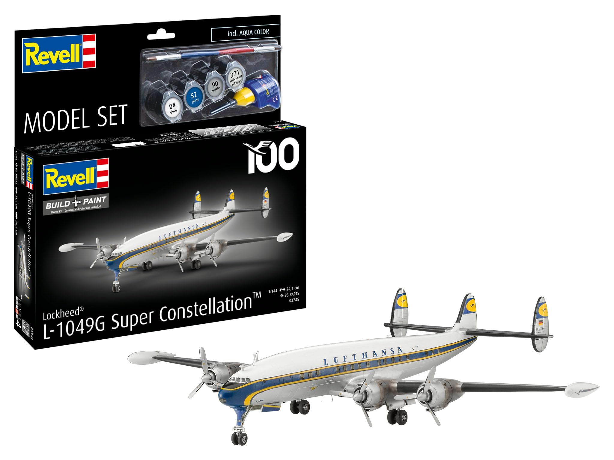 Revell 63745 zestaw modeli Lockheed L.1049G Super Constellation Luf skala 1:144 niezabudowany/niepomalowany plastikowy model zestaw z akcesoriami