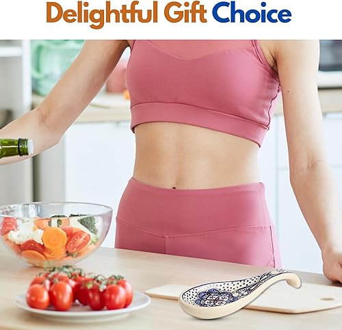 Miniatura 7 de Soporte para cuchara de cerámica – Soporte para cuchara de café para encimera de cocina – Soporte para utensilios de cocina, soporte para espátula,