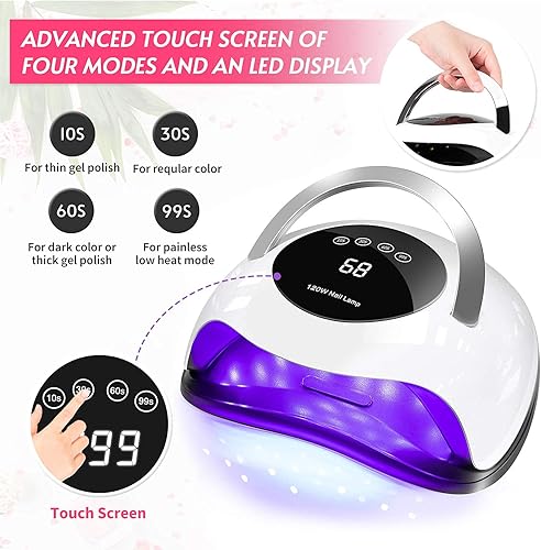 Miniatura 2 de Haomaomao Secador de uñas para esmalte de gel UV LED lámpara de uñas de 120 W, secado de uñas, secador de esmalte de uñas de gel para mujeres y