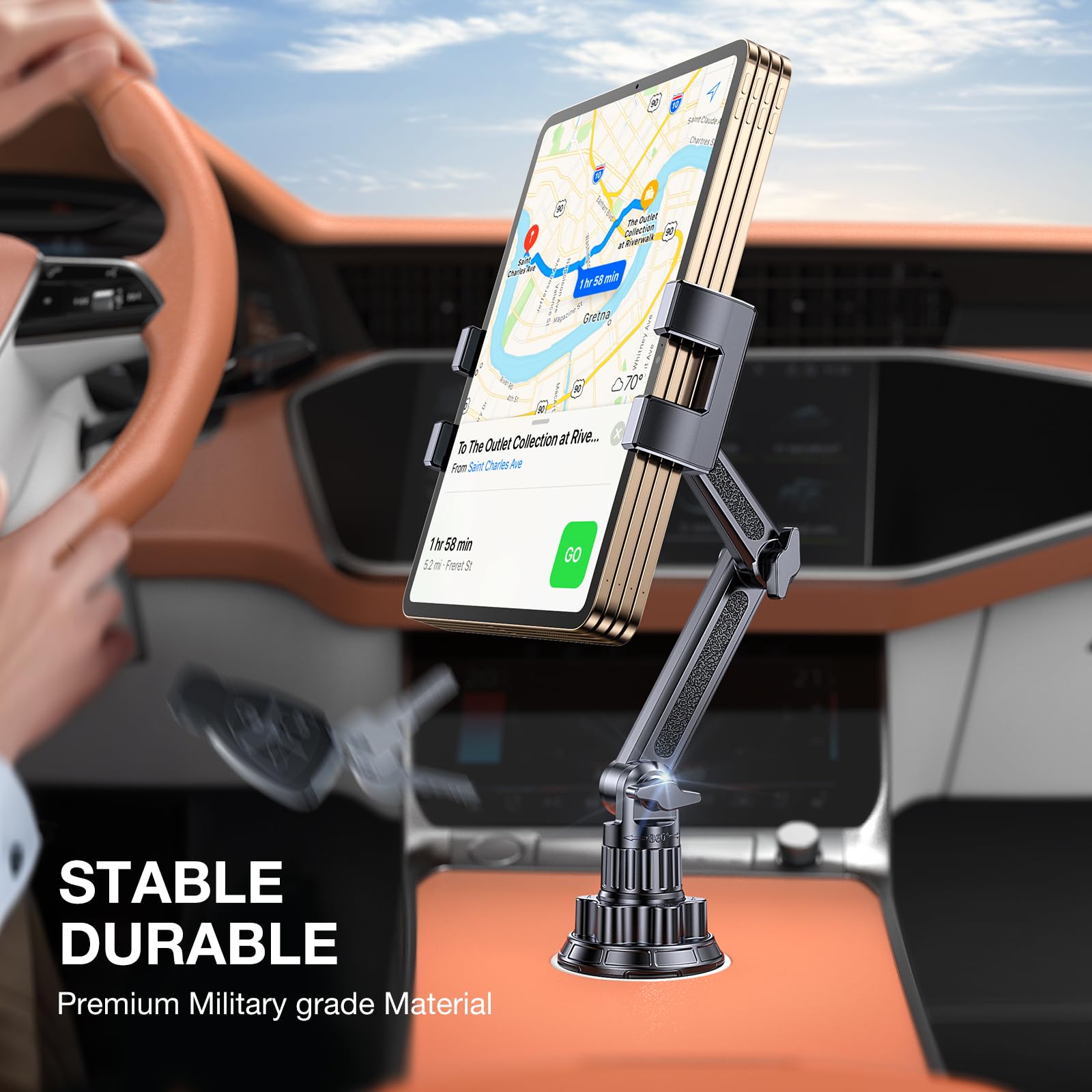 Coolpow Supporto Tablet per Auto con Portabicchieri Braccio Regolabile per iPad Pro Air Mini Samsung Galaxy Tab Kindle Fire Switch iPhone 6-12.9"