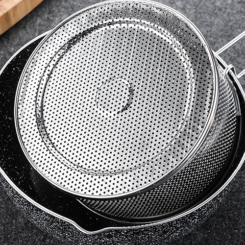 Miniatura 6 de Cesta de acero inoxidable para freír profunda con mango largo, cesta de filtro de alimentos fritos, colador de pasta para restaurante casero (tamaño