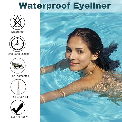 Miniatura 3 de Delineador líquido con purpurina Delineador de ojos con purpurina plateada De larga duración, impermeable, de secado rápido, brillo metálico