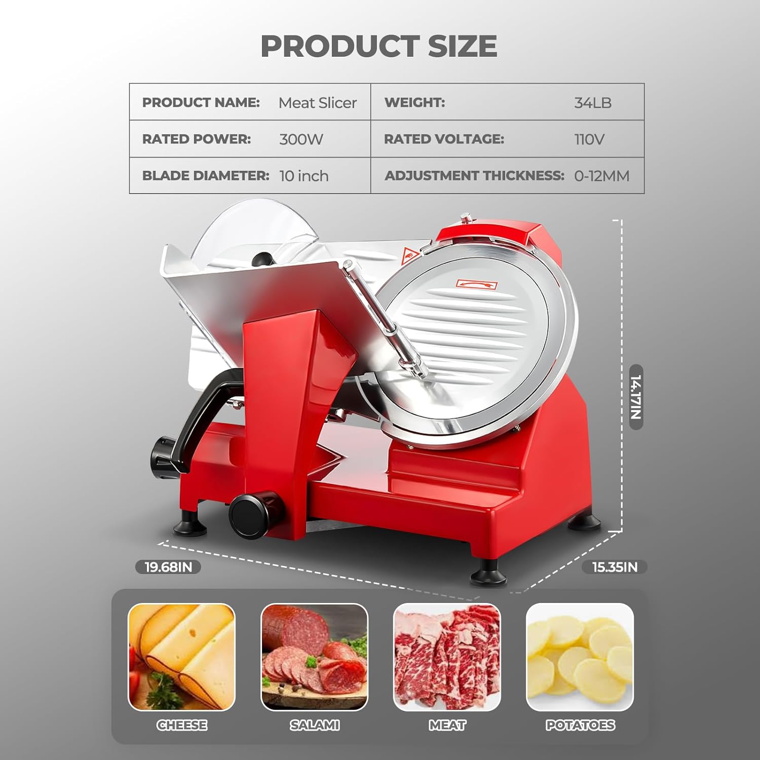 FOHERE Meat Slicer Durable Construction
