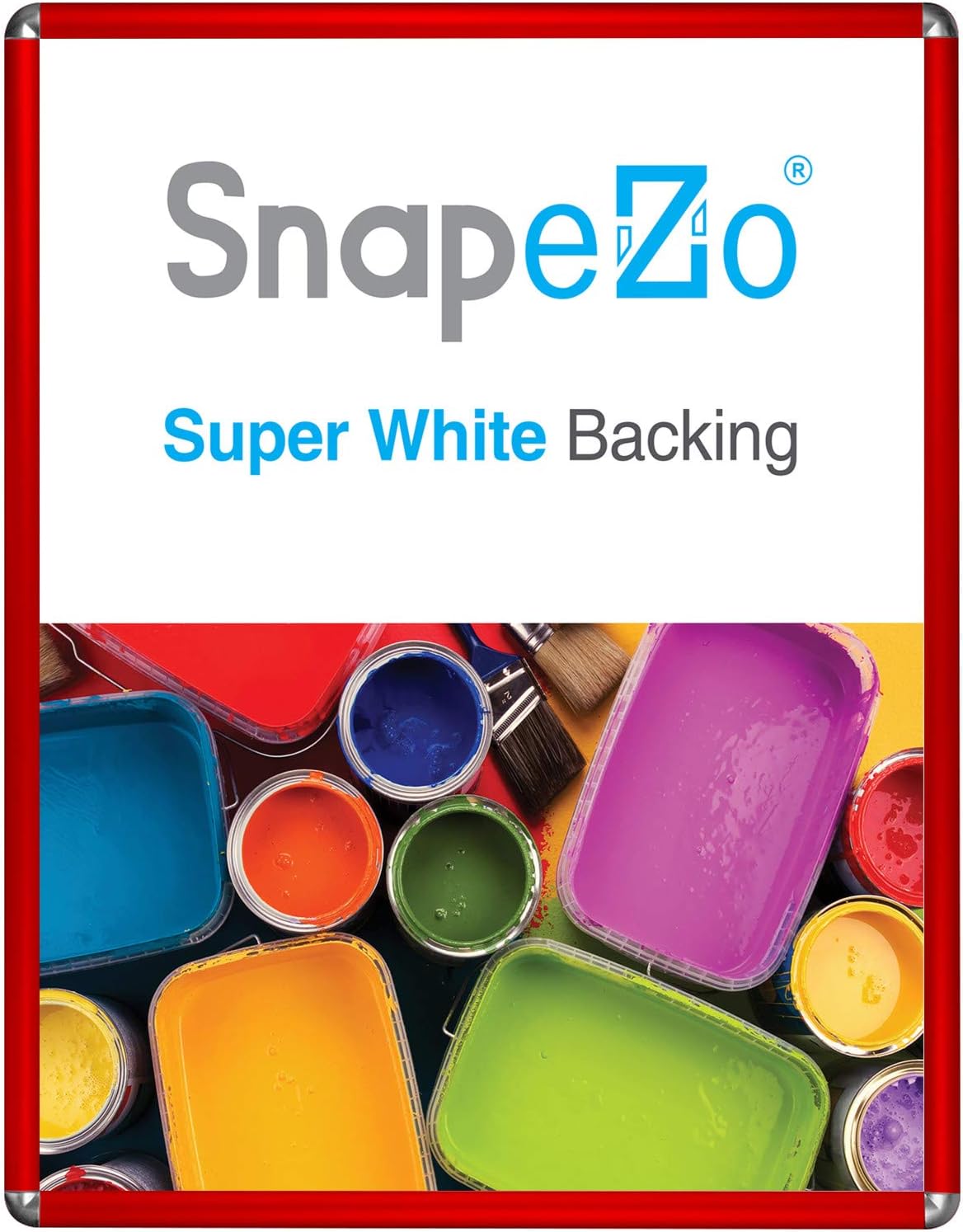 SnapeZo Photo Frame 16x20 Inches, Red 1 Inch Aluminum Profile, Round-Cornered, Front-Loading Snap Frame, Wall Mounted, Sleek Series