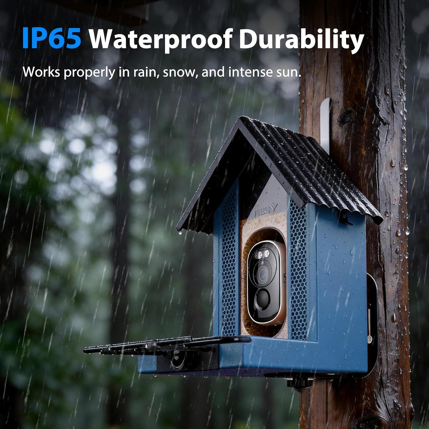 Smart Bird Feeder with Camera 2.5K HD, BOLITE Bird House for Outdoors, AI Auto-Capture & Motion Detection, Weatherproof Camera, Solar Powered, Ideal Gift for Men Women Mom Dad & Bird Lovers, Blue