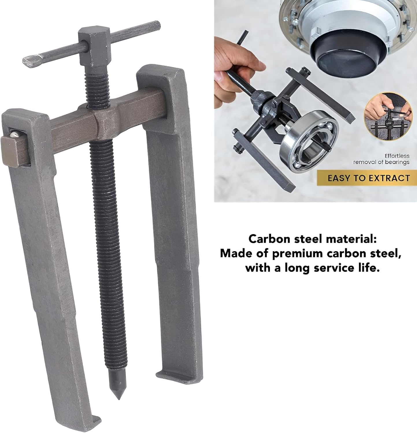 2 Jaw Gear Puller, Adjustable Internal Bearing Puller, 8 Inch