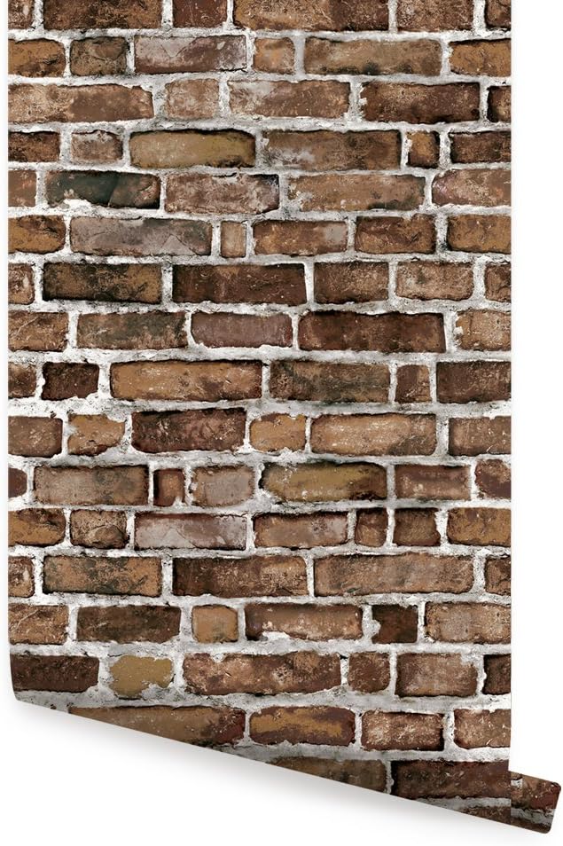 Simple Shapes Brown Brick Wallpaper - Peel and Stick - 2 ft x 9 ft - Single