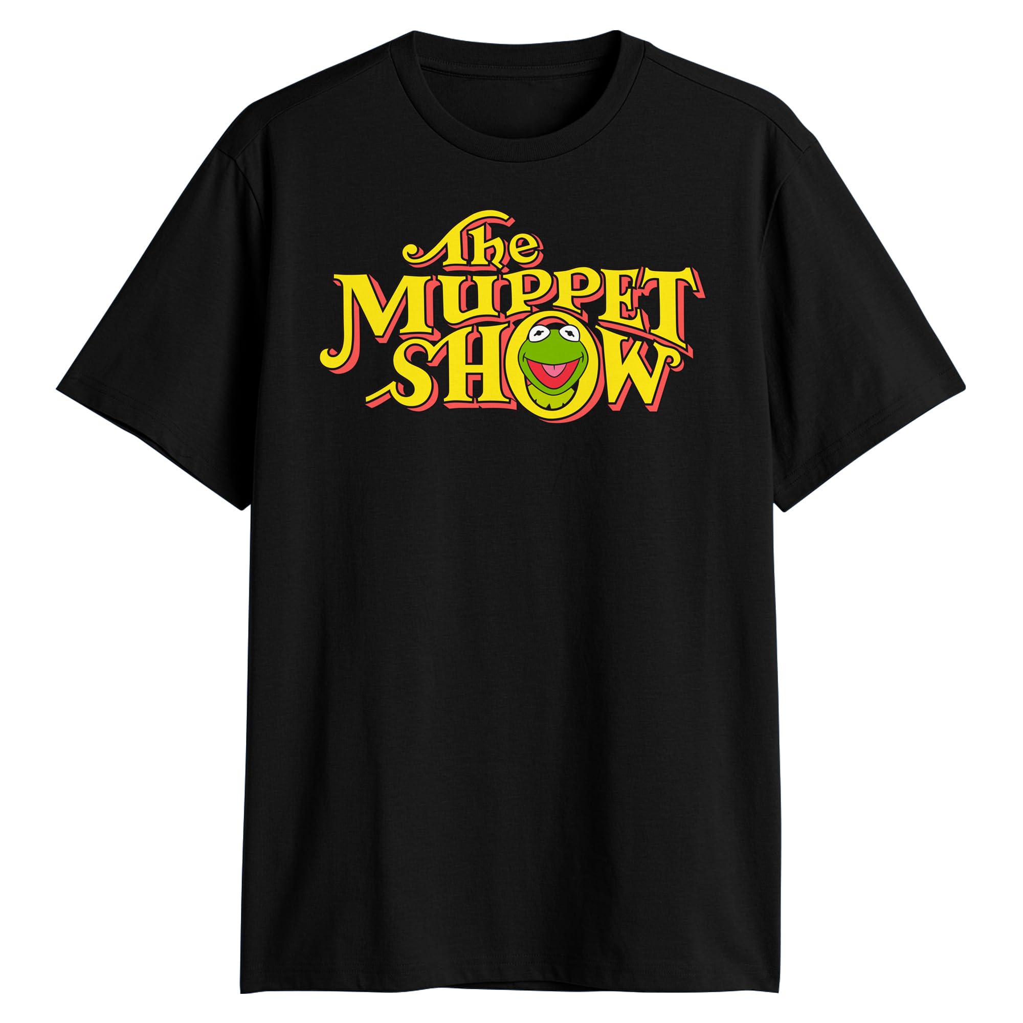 Disney Men's Black The Muppet Show Kermit The Frog Retro Logo Adult T-Shirt, Medium