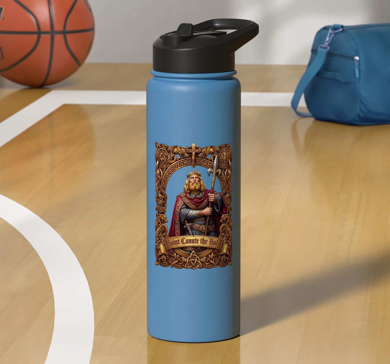 St Canute the Holy Patron Saint of Denmark Catholic Viking Stainless Steel Insulated Water Bottle