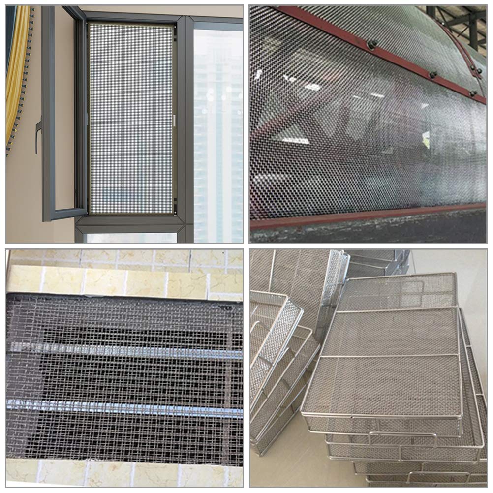 TIMESETL 2 Pack 304 Stainless Steel Woven Wire 5 Mesh, 11.75"x23.5"(30cmx60cm) Cabinets Wire Mesh Garden Guard Screen Metal Security Mesh Window Screen Mesh