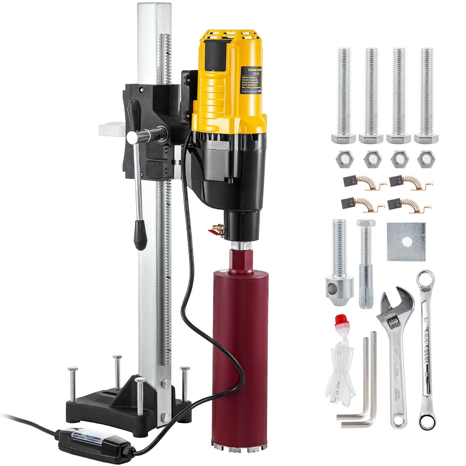 CVFRDD Diamond Core Drill Rig 305mm 355mm Stand Heavy Duty Concrete Drilling Machine Kit 4800W 4980W Installing Pipes Railings(4800W)