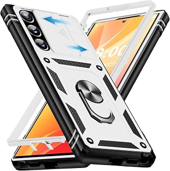 Giyer for Samsung Galaxy S23 Ultra Case with Screen Protector, Military Grade Shockproof Drop-Proof Rugeed Hard Heavy Duty Ring Kickstand Protective Cover for Samsung S23 Ultra Phone Case White