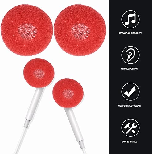 Miniatura 5 de 50pcs Almohadillas para Auriculares Esponja Almohadilla de Esponja Almohadillas de Reemplazo de Auriculares Protector Cubiertas Rojas