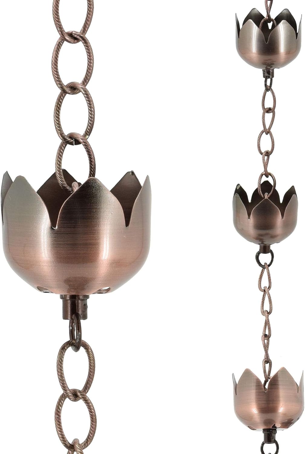 Arcadia Garden Products RC04 Rain Chain, Bronze Metal with Brushed Copper-Lotus Blossom