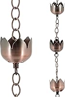 Vista 1 de Arcadia Garden Products RC04 Cadena de lluvia, metal de bronce con flor de loto de cobre cepillado