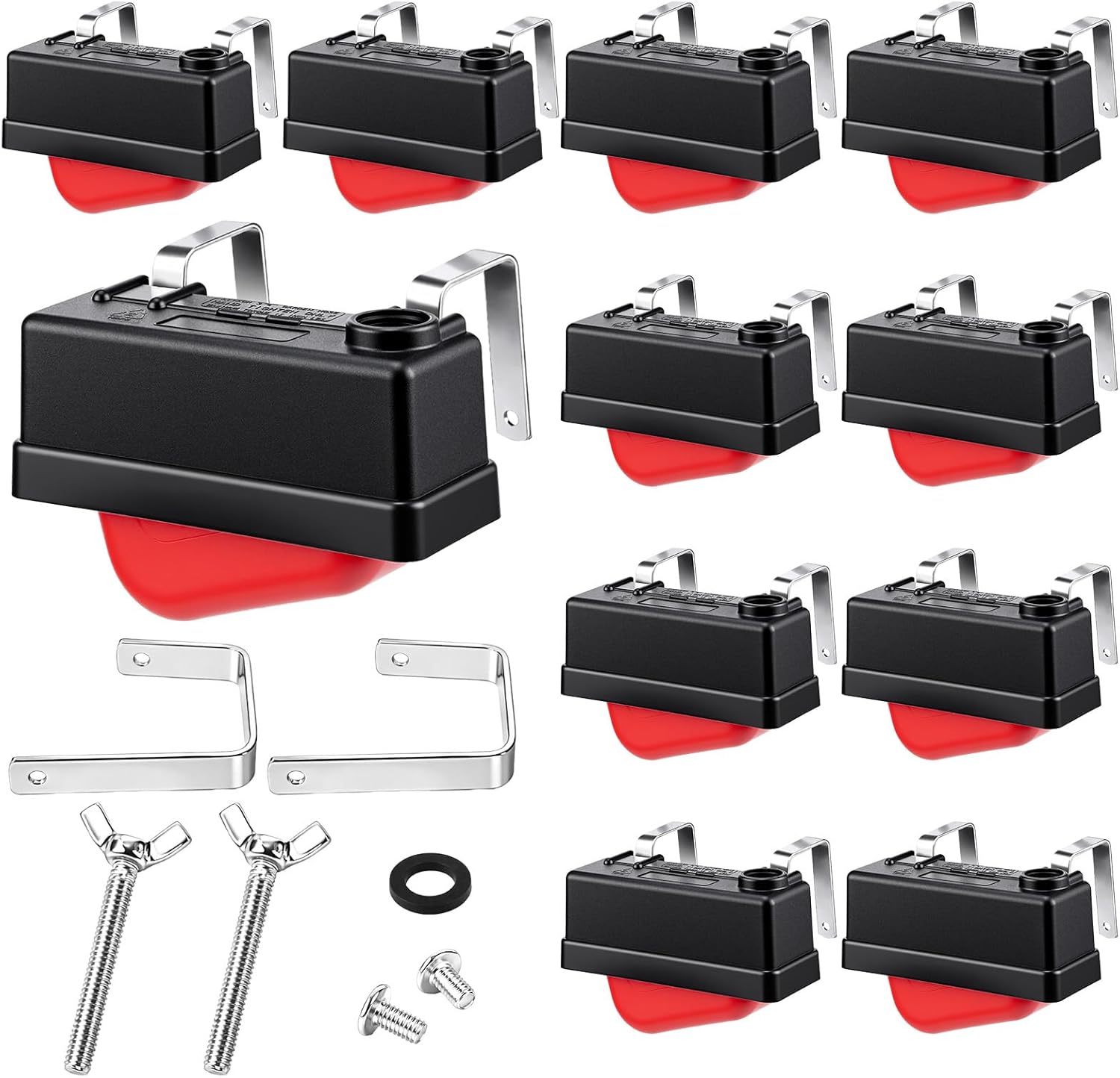 Lounsweer 10 Pack Water Trough Float Valve for Stock Tank Water Tank Float Valve Controlled, Monitors Level Adjustable Automatic for Livestock Cattle Goat Horse Swimming Pool Pond Farm