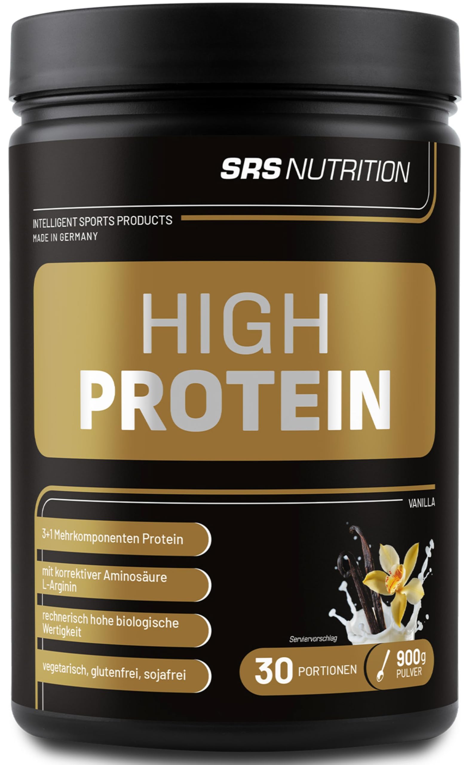 SRS Muscle High Protein Aquatic XL, 900 g, vanille | Protéine multi-composants 3+1 | Optimisée pour la valeur biologique | Sans aspartame | Réduit le lactose | Qualité supérieure allemande (vanille,