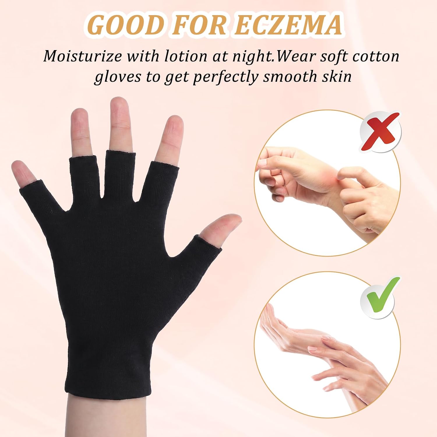 5 Pairs Cotton Gloves for Women, Fingerless Thin Open Fingertips