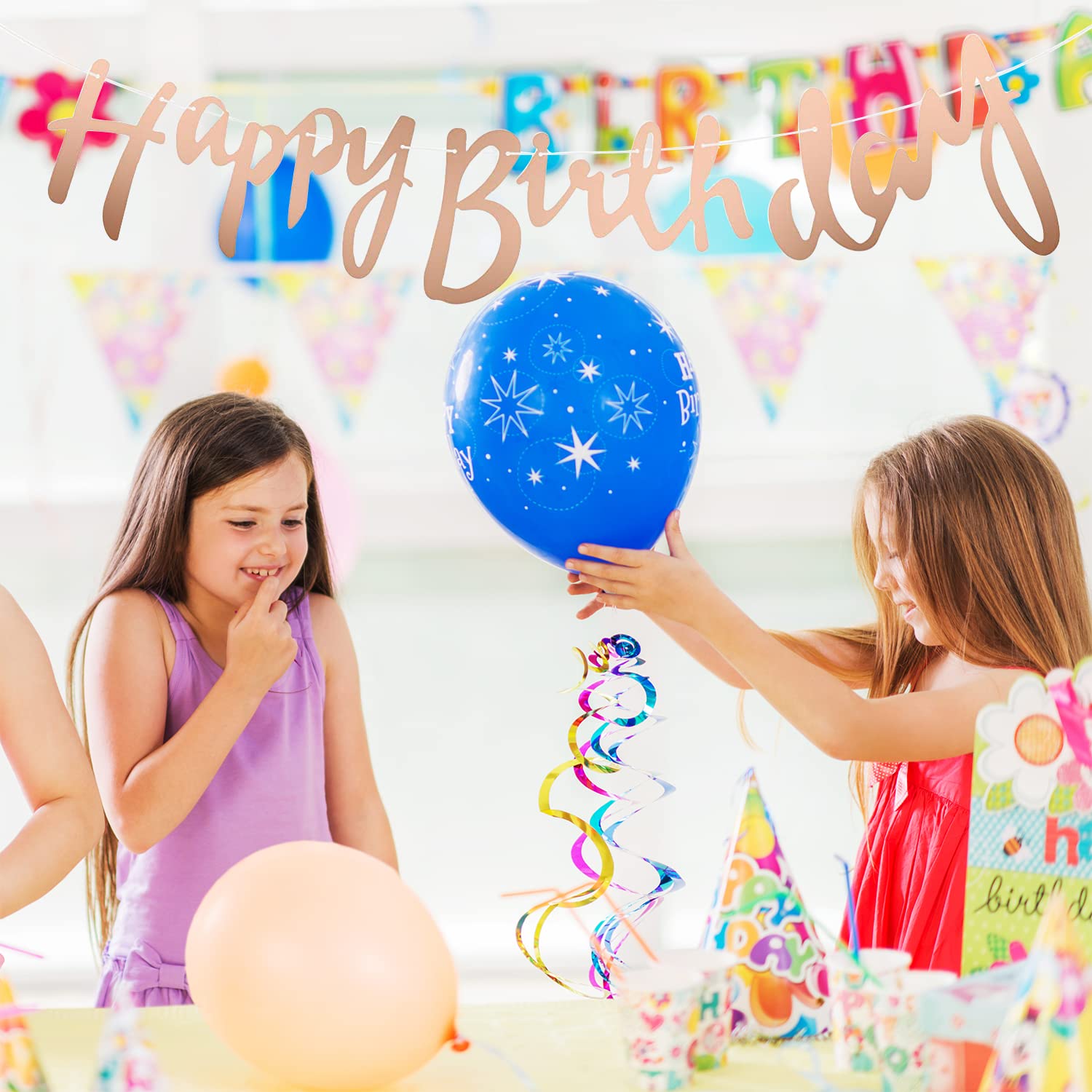 Rosa Glitter Geburtstagsbanner 4 Fuß - Wiederverwendbare Girlande Für Mädchen-Partys