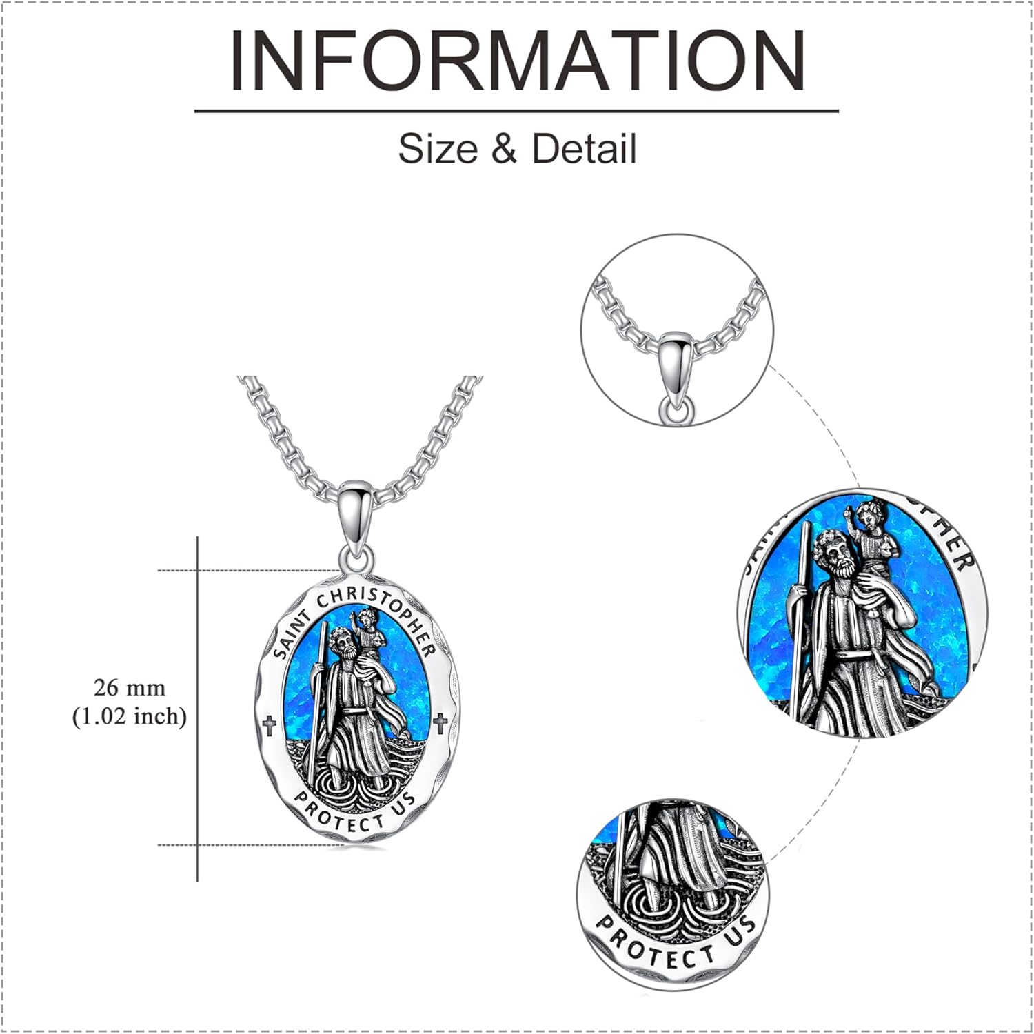 YAFEINI Religious Protection Amulet Necklace 925 Sterling Silver Saint Michael the Archangel Pendant Cross Necklace Saint Christopher Jewelry Saint Michael Gifts for Men Women