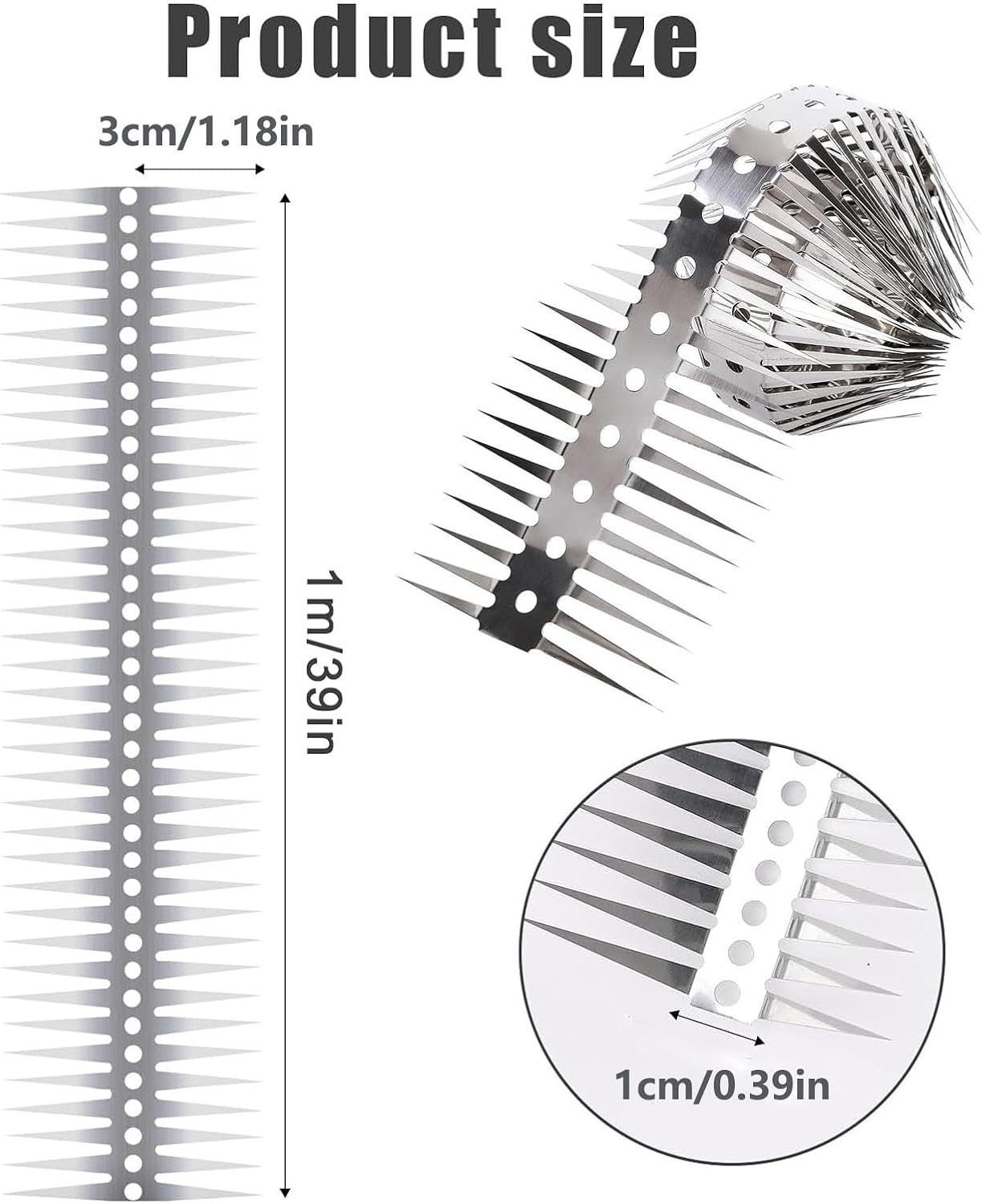 Raccoon Spikes Deterrent,Keep Squirrel Pigeon Crow Away,Stainless Steel Bird Nails, Fence Nails, Anti-Climbing Nails Good for Wall Barns Fence Roof and Tree Bark (2, Small)