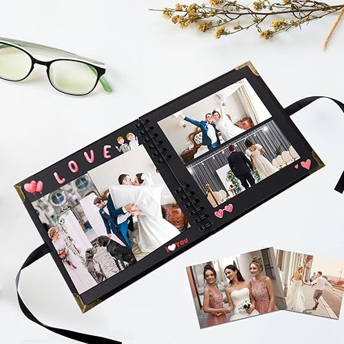 Miniatura 4 de Álbum de recortes (8 x 8 pulgadas) Álbum de recortes 60 páginas, ideal para tus álbumes de recortes, álbumes de fotos familiares de boda y